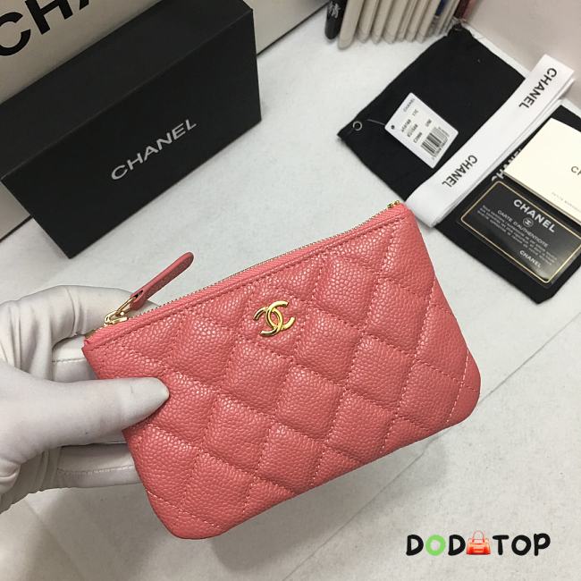 Chanel Zipper Coin Purse Pink A82365 Size 15 x 9 x 1 cm - 1