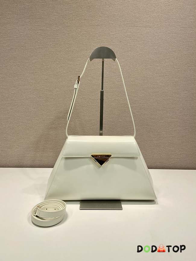 Prada White Medium Brushed Leather Handbag Size 34 x 19 x 8 cm - 1