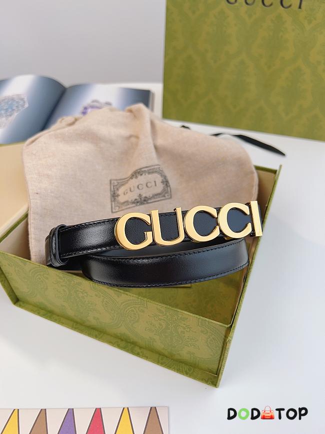 Gucci Logo Leather Belt Gold/Silver 2.0 cm - 1