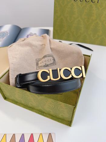 Gucci Logo Leather Belt Gold/Silver 2.0 cm