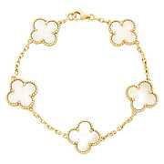 Van Cleef and Arpels Vintage Alhambra Yellow Gold and Mother of Pearl Bracelet - 1
