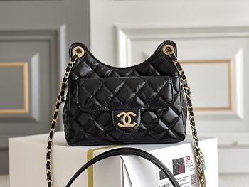 Chanel Hobo Bag Small Black Size 19 x 17 x 16 cm