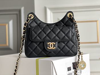 Chanel Hobo Bag Small Black Caviar Size 19 x 17 x 16 cm