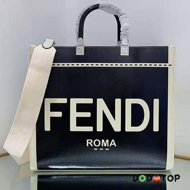 Fendi Sunshine Medium Canvas and Black Patent Leather Size 31 x 17 x 35 - 1