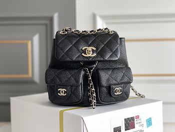 Chanel Double Pocket Retro Backpack Black Size 20.5 x 20 x 11.5 cm