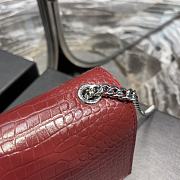 YSL Kate Crocodile Embossed Pattern Red/Silver Size 20 x 13.5 x 5.5 cm - 6