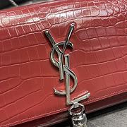 YSL Kate Crocodile Embossed Pattern Red/Silver Size 20 x 13.5 x 5.5 cm - 5