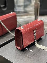 YSL Kate Crocodile Embossed Pattern Red/Silver Size 20 x 13.5 x 5.5 cm - 4