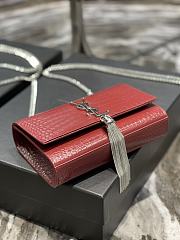 YSL Kate Crocodile Embossed Pattern Red/Silver Size 20 x 13.5 x 5.5 cm - 2