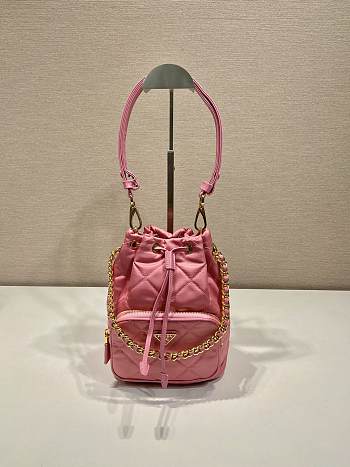 Prada Bucket Bag 1BH038 Pink Size 22.5 x 17.5 x 12 cm