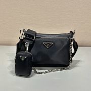 Prada Nylon Chain Link Shoulder Bag Black Size 23 x 16 x 5.5 cm - 1