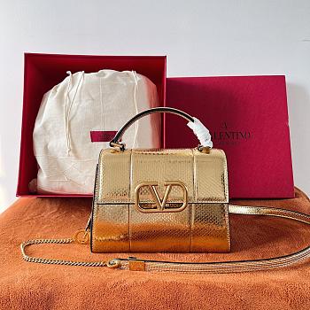 Valentino Garavani Vsling Snake Print Bag Gold Size 22 x 16 x 9 cm