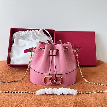 Valentino Mini Sheepskin Bucket Bag Pink Size 20 x 17 x 8 cm