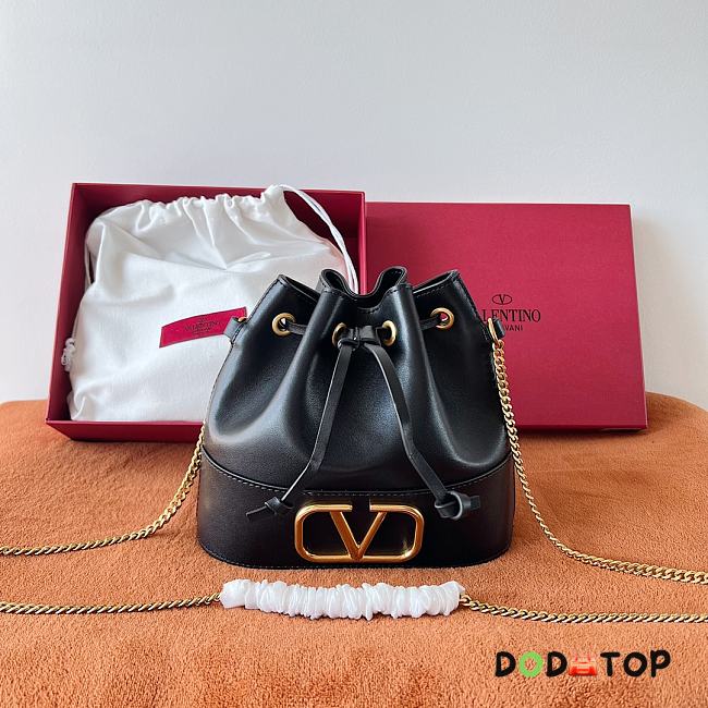 Valentino Mini Sheepskin Bucket Bag Black Size 20 x 17 x 8 cm - 1