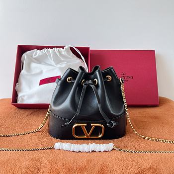 Valentino Mini Sheepskin Bucket Bag Black Size 20 x 17 x 8 cm