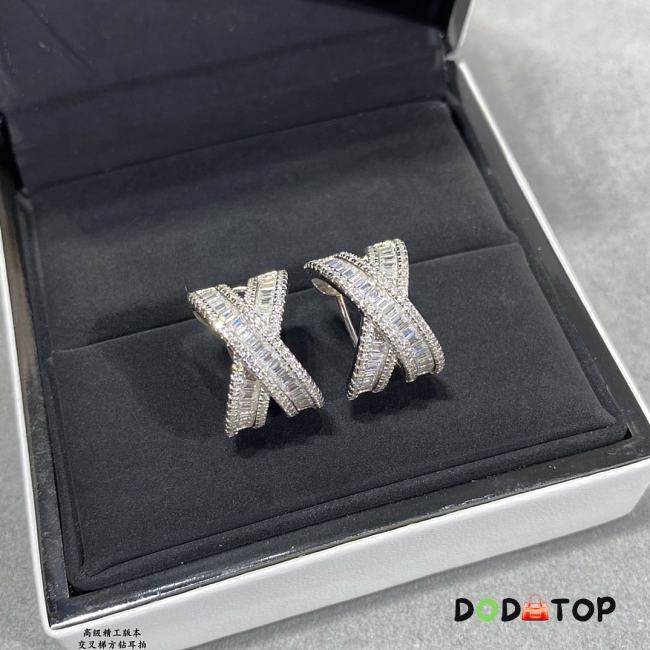 Chanel Cross Baguette Diamond Earrings - 1