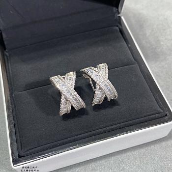Chanel Cross Baguette Diamond Earrings