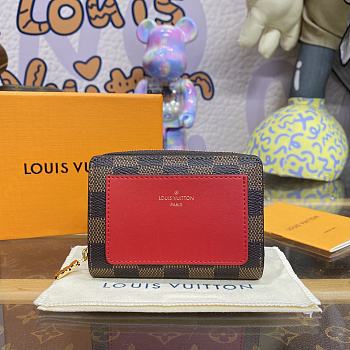 Louis Vuitton LV M81461 Red Damier Wallet Size 11.5 x 8.5 x 2.2 cm