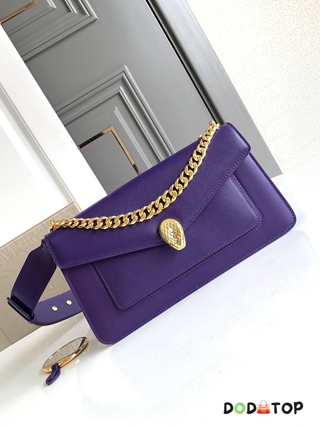 BVL Serpenti East-West Maxi Chain Shoulder Bag Purple Size 28 x 17 x 6 cm - 1