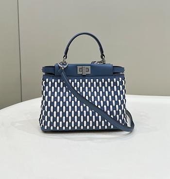 Fendi Iconic Peekaboo Small Handbag Blue Size 24 x 10.5 x 18.5 cm
