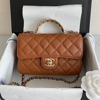 Chanel Flap Handle Bag Brown Size 18 × 7 × 12 cm