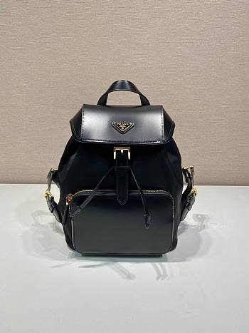 Prada Re-Nylon And Brushed Leather Backpack Size 20.5 x 25 x 11.5 cm