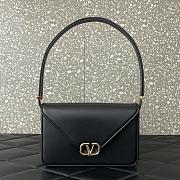 Valentino Garavani V Logo Leather Handbag Black Size 24 x 15.5 x 7 cm - 1