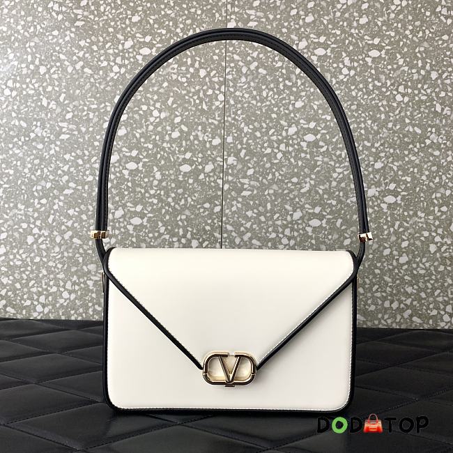 Valentino Garavani V Logo Leather Handbag White Size 24 x 15.5 x 7 cm - 1