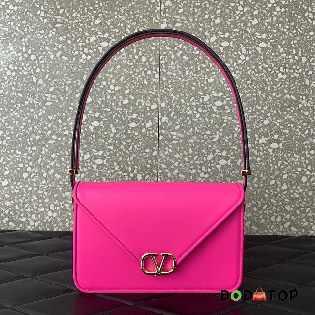 Valentino Garavani V Logo Leather Handbag Hot Pink Size 24 x 15.5 x 7 cm - 1