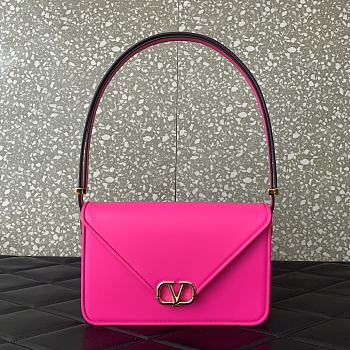 Valentino Garavani V Logo Leather Handbag Hot Pink Size 24 x 15.5 x 7 cm