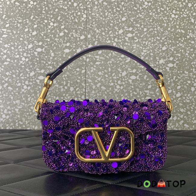 Valentino Garavani Supervee Small Leather Top Handle Bag Purple Size 19 x 10.5 x 5 cm - 1