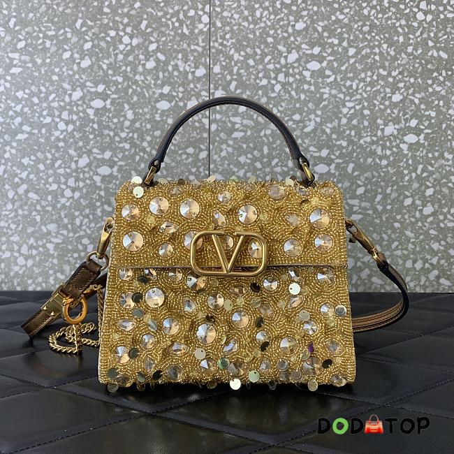 Valentino Garavani Vsling Mini 3D Sequins Top-Handle Bag 01 Size 19 x 13 x 9 cm - 1