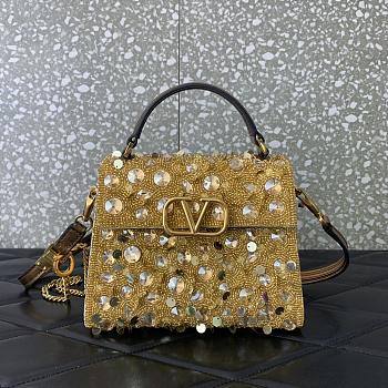 Valentino Garavani Vsling Mini 3D Sequins Top-Handle Bag 01 Size 19 x 13 x 9 cm