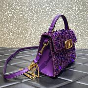 Valentino Garavani Vsling Mini 3D Sequins Top-Handle Bag Purple Size 19 x 13 x 9 cm - 5