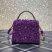 Valentino Garavani Vsling Mini 3D Sequins Top-Handle Bag Purple Size 19 x 13 x 9 cm - 2
