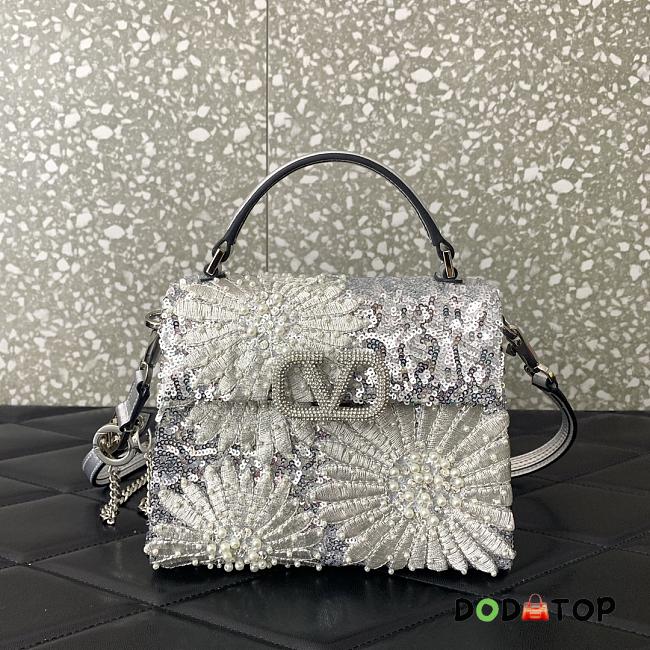 Valentino Garavani Vsling Mini 3D Sequins Top-Handle Bag 02 Size 19 x 13 x 9 cm - 1