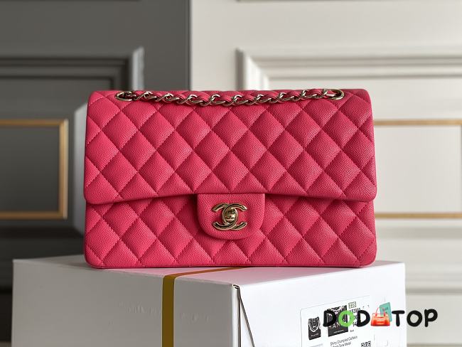 Chanel Flap Bag Light Rose Red Caviar Size 15.5 x 25.5 x 6.5 cm - 1