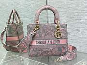 Dior Lady Pink/Grey Medium D-Lite Bag Size 24 cm - 1
