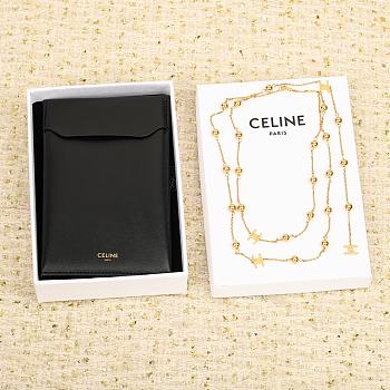 Celine Arc de Triomphe Gold Beads Long Chain