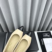 Chanel Leather Cap Toe Flats Black/White/Beige - 5