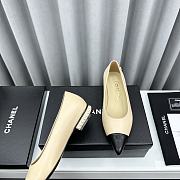 Chanel Leather Cap Toe Flats Black/White/Beige - 4