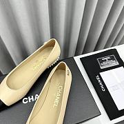 Chanel Leather Cap Toe Flats Black/White/Beige - 3
