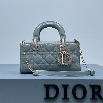 Dior D-Joy Bag Patent Leather Blue Size 22.5 × 12 × 5.5 cm