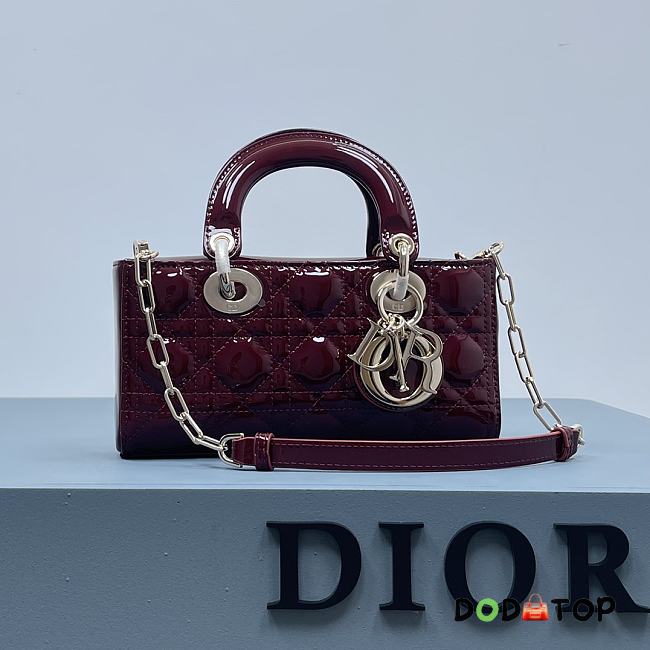 Dior D-Joy Bag Patent Leather Red Wine Size 22.5 × 12 × 5.5 cm - 1