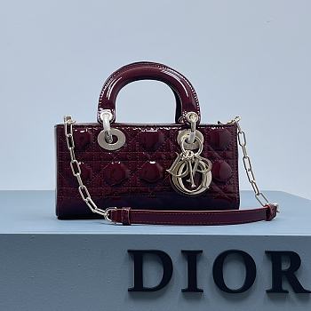 Dior D-Joy Bag Patent Leather Red Wine Size 22.5 × 12 × 5.5 cm
