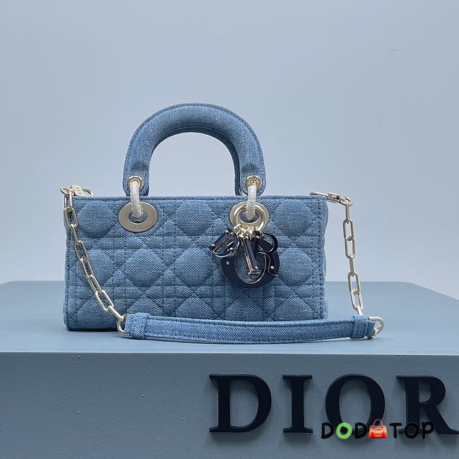 Dior D-Joy Bag Denim Blue Size 22.5 × 12 × 5.5 cm - 1