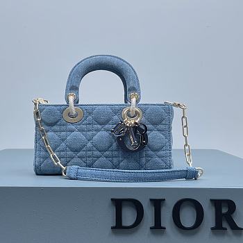 Dior D-Joy Bag Denim Blue Size 22.5 × 12 × 5.5 cm
