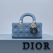 Dior D-Joy Bag Denim Blue Size 22.5 × 12 × 5.5 cm - 3
