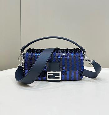 Fendi Baguette Sequins Blue Bag Size 27 x 7 x 13 cm