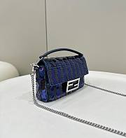 Fendi Baguette Sequins Blue Mini Bag Size 19 x 5 x 11 cm - 4